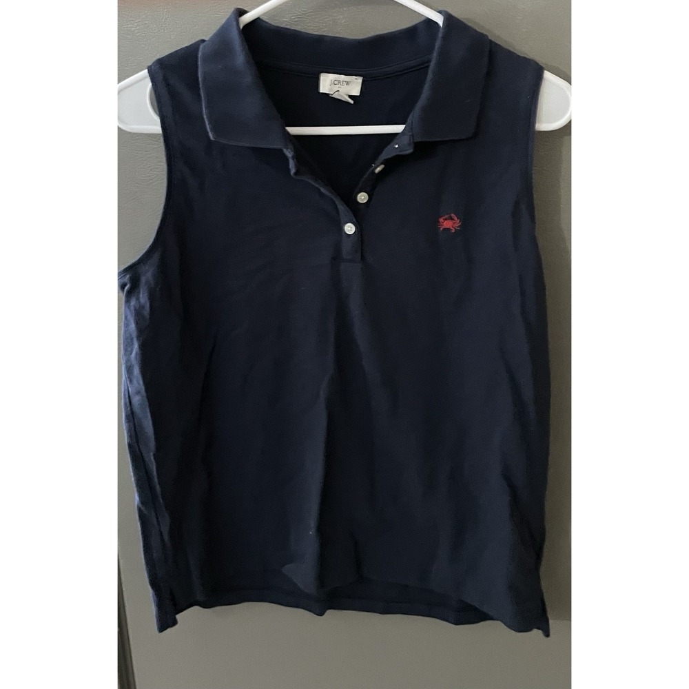 J.Crew Navy Polo Sleeveless‎ Polo Women's Medium Golf Pickleball Navy Blue